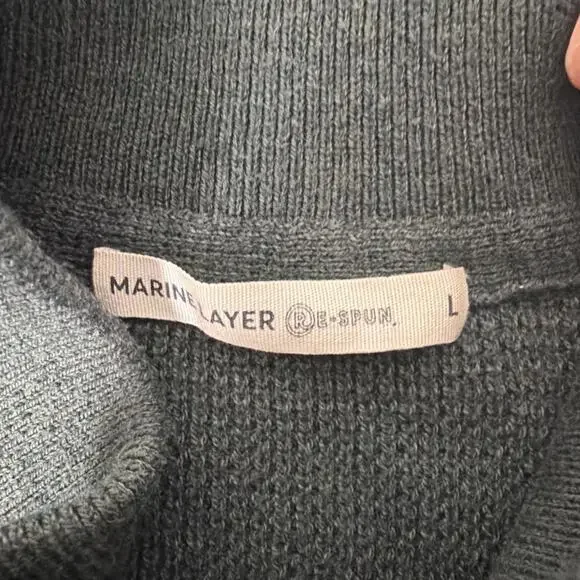 Marine Layer Sweater Mens L Green 1/4 Zip Pullover Re Spun Organic Cotton - Picture 3 of 11